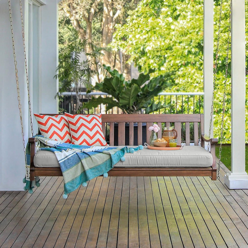 Robin Mahogany Wood 6 FT Porch Swing Bed, Upgraded Patio Porch Swing Daybed with Thick Oyster Cushion Support, 750