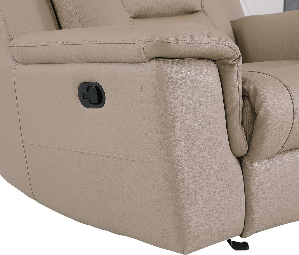 Walker Leather Match Upholstered Reclining Living Room Chair, Hazel Wood