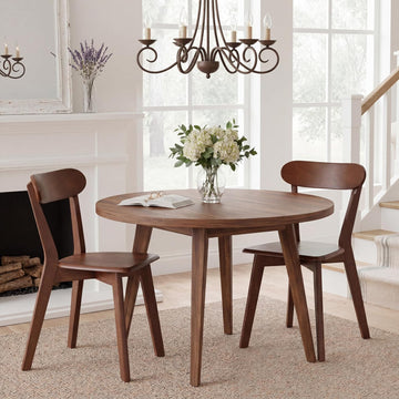 Black Wooden Dining Chairs Set of 4, Mid Century Modern Solid Rubberwood Armless Kitchen & Dining Chairs with Curved