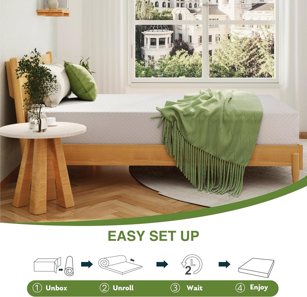 Queen Mattress 12 Inch, Green Tea Memory Foam Mattress, Medium Firm | Bed Mattress in A Box, Cooling Green Tea Gel