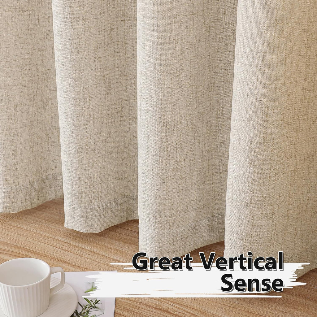 Short Linen Tier Curtains Rod Pocket Semi Sheer Half Kitchen Curtain Burlap Light Filtering Thick Linen Drapes
