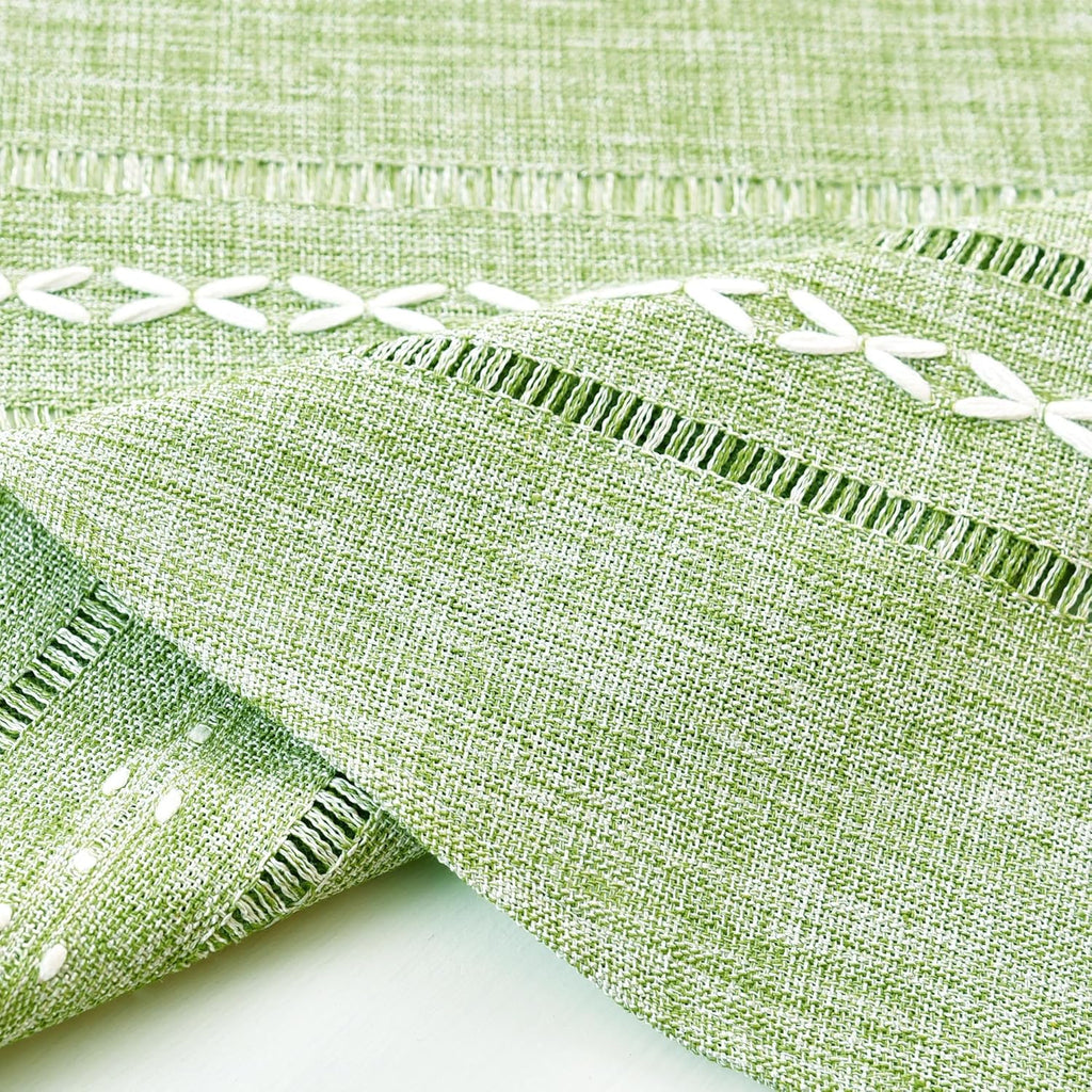 Rustic Oval Cotton Linen Tablecloths Embroidered Farmhouse Spring Table Cloths, Kitchen Dining Room 