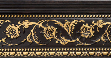 6-Piece Crown Molding Crown Decor Set, Molding Trim for Walls, 92 Inches, (Gold Floral on Wood Tone)