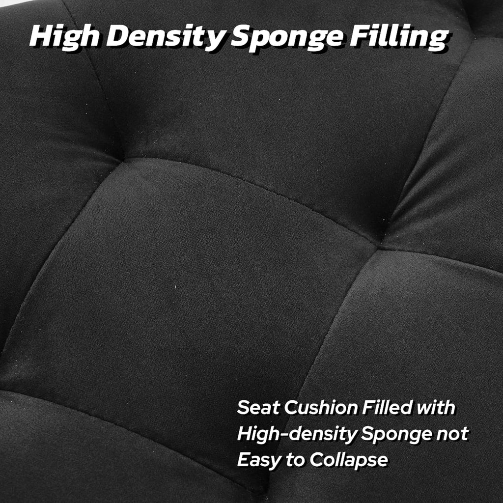 45.6 Inch Velvet Storage Bench Tufted Upholstered Ottoman Bench, Bedroom Bench with Storage, Living Room Entryway