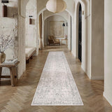 Gray Runner Rug 2x8 Hallway Machine Washable Kitchen Vintage Distressed Non Slip Long Carpet Indoor 