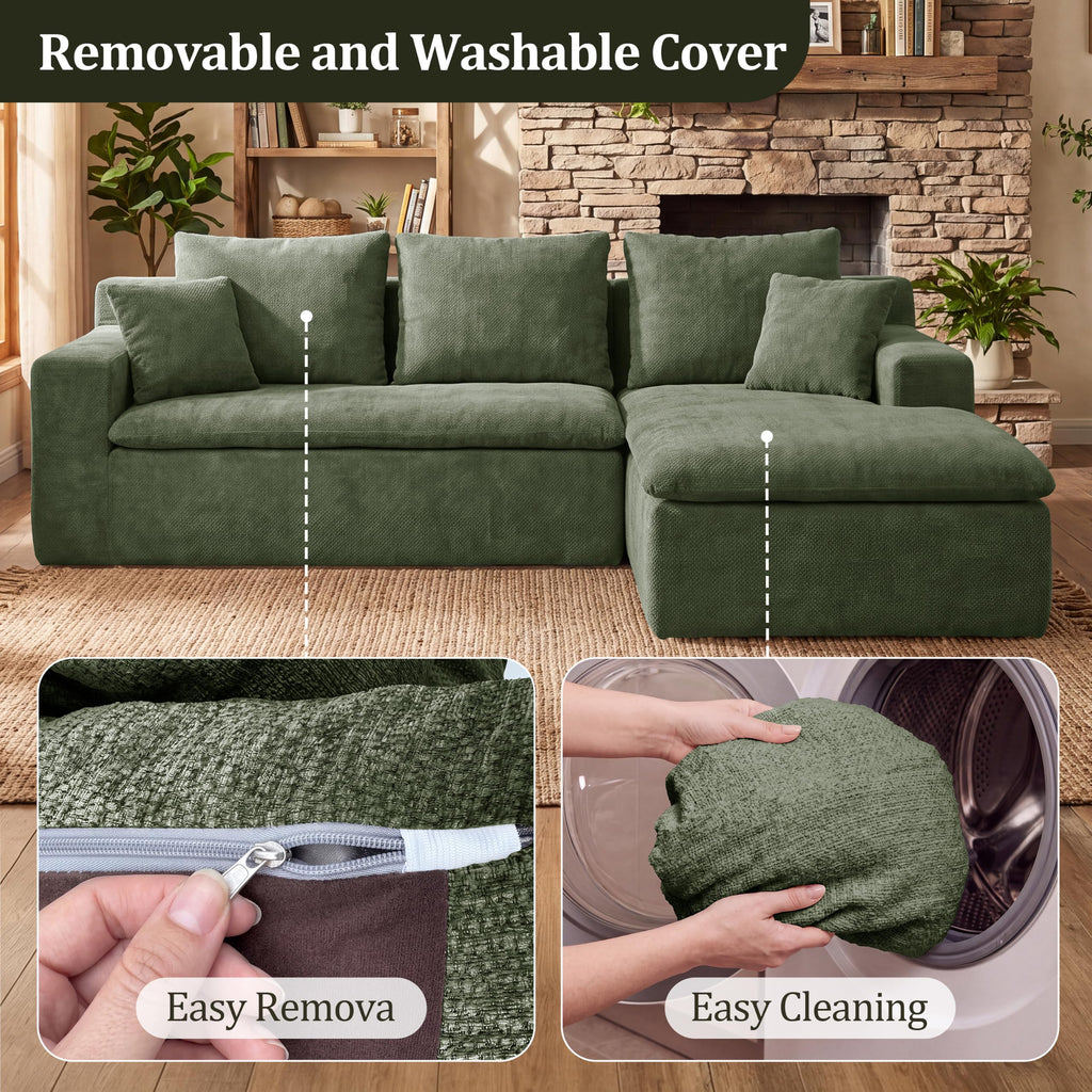 Boneless Cloud Sectional Sofa, L‐Shaped Chenille Deep Seat Modular Couch with Chaise Lounge, No Assembly Required