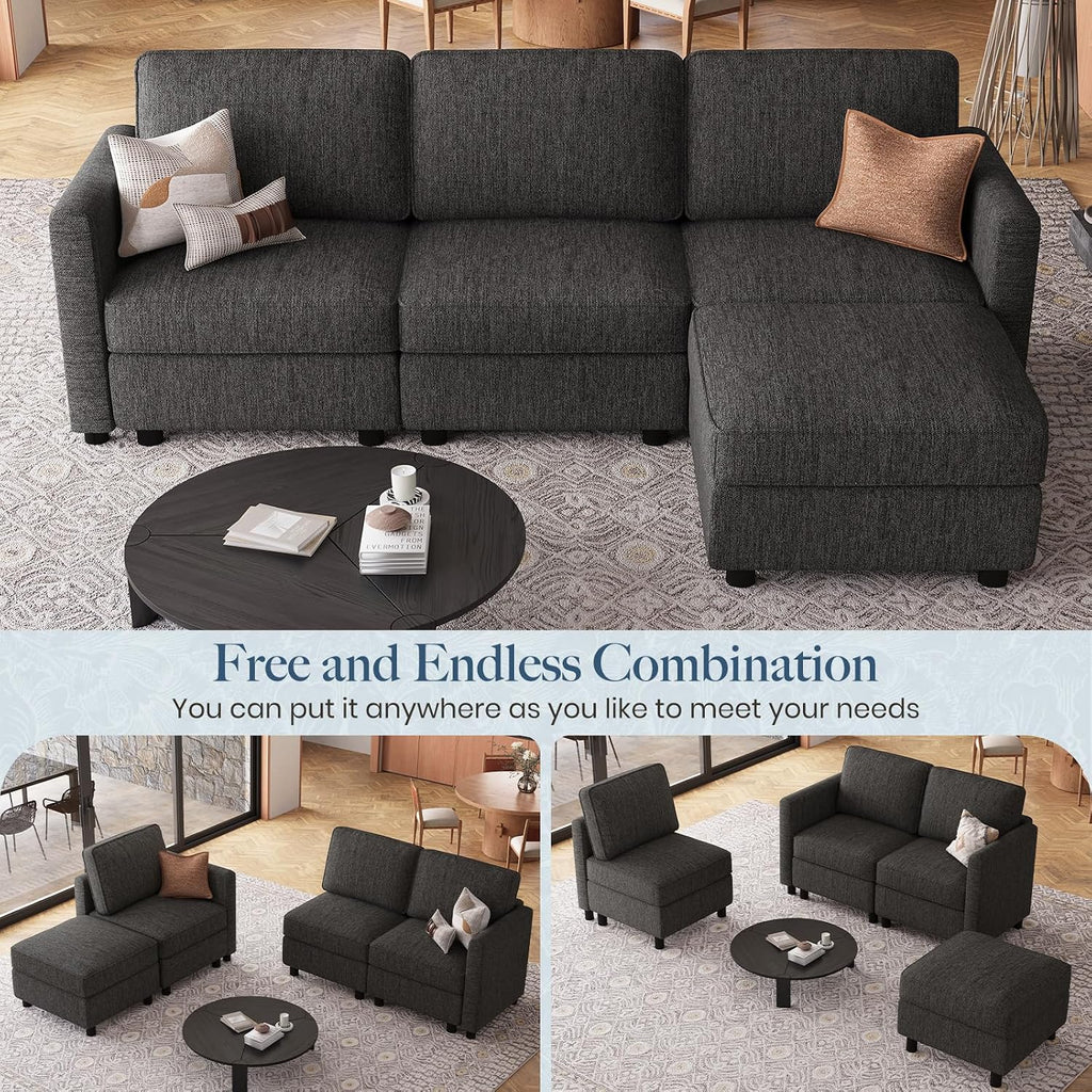 84.3" 4 Seats L Shaped Couch Modular Sectional Sofa Washable Sectional Couches Comfy Couches with Storage Seat Couch