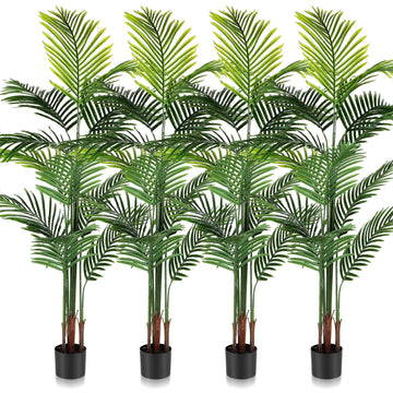 4 Pack Artificial Palm Trees 6Ft, Fake Plants Fake Trees Artificial Areca Palm Plants for Outdoor Indoor Faux Tree in