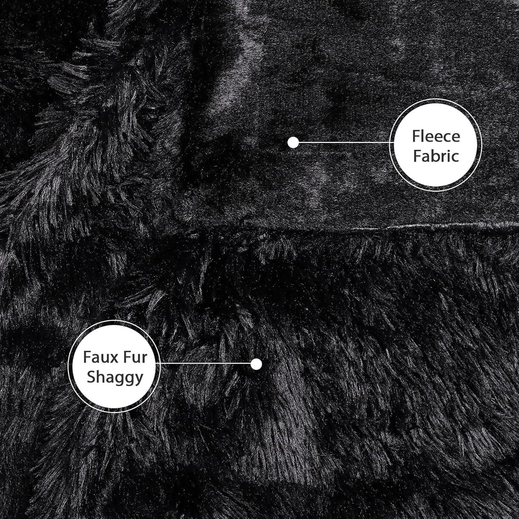 Decorative Extra Soft Faux Fur Throw Blanket 50" x 60",Reversible Fuzzy Long Hair Shaggy Throw Blankets, Fluffy Cozy