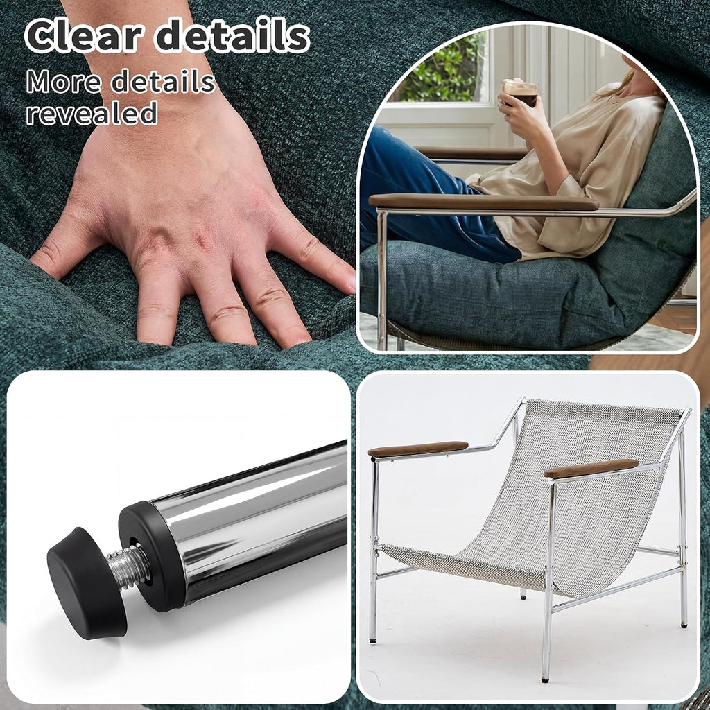 Comfy Chenille Accent Chair, Modern Single Reading Sofa Chair with Tall Arm, Corner Balcony Armchair w/Metal Frame