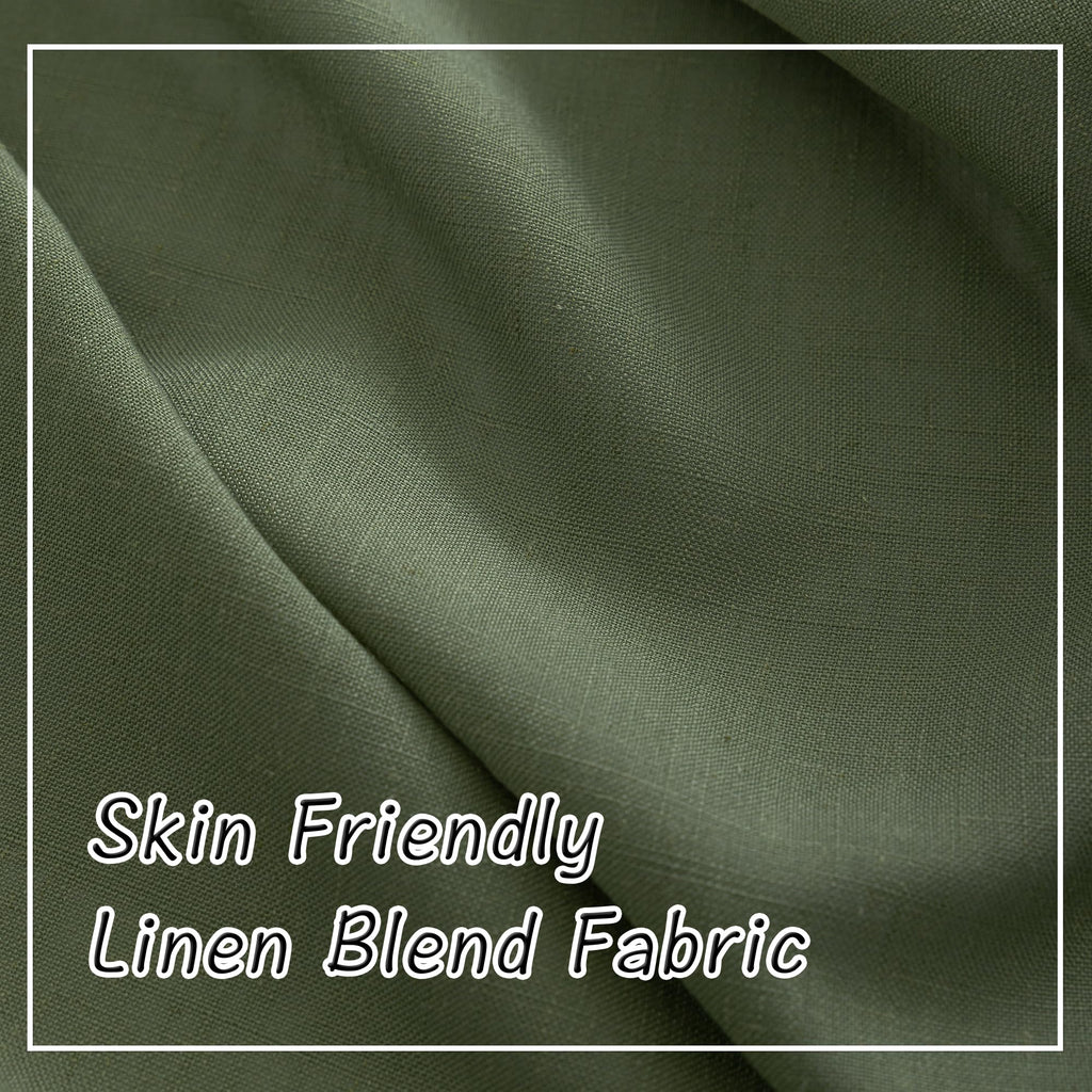 Olive Linen Back Tab Curtains 144 Inches Extra Long Ceiling to Floor for Villa Rustic - 2 Panels Hooks Belt Pinch