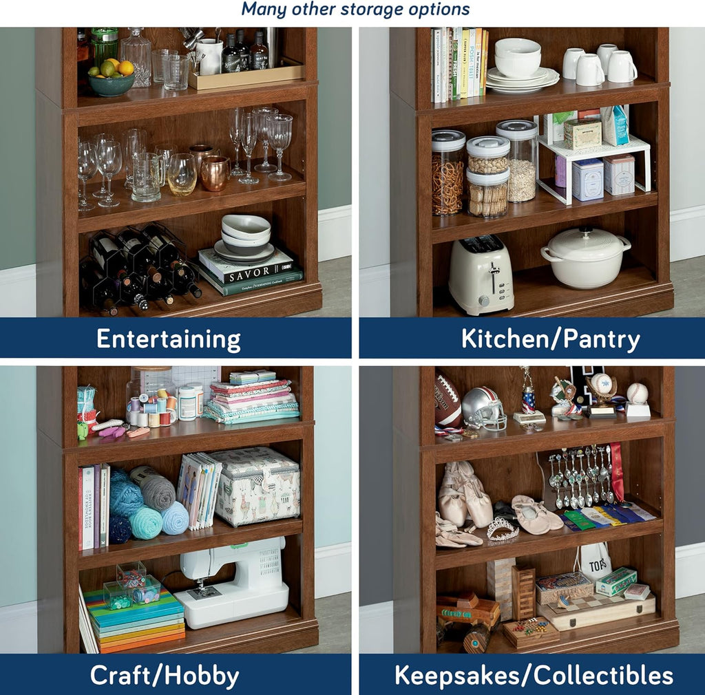 5-Shelf Split Bookcase/ Book shelf, Oiled Oak finish