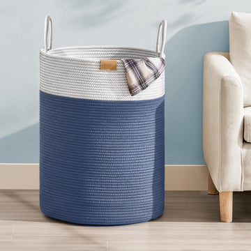 Laundry Hamper 95L,Large Laundry Basket for Clothes,Decorative Storage Basket for Blankets,Cotton Rope Woven basket
