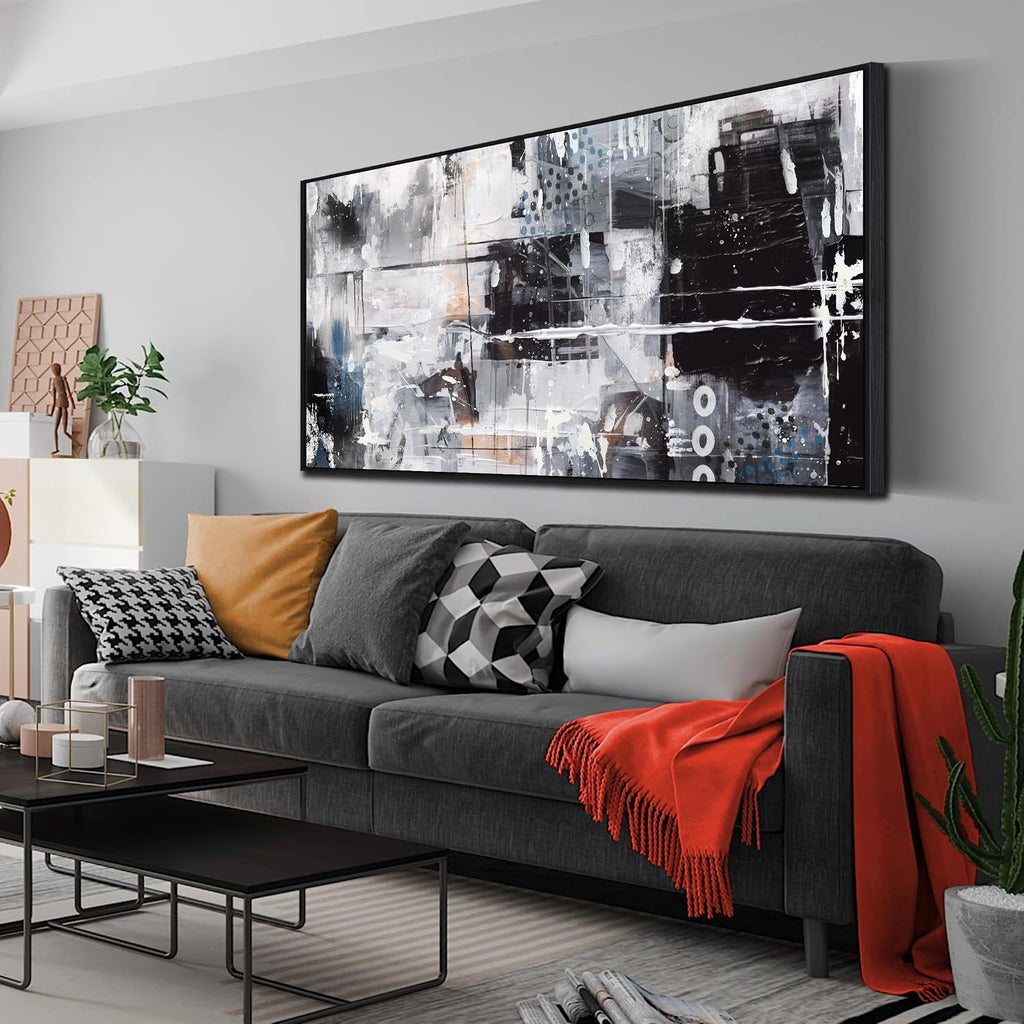 Large Abstract Canvas Wall Art - Black and White Pictures Wall Art Ready to Hang