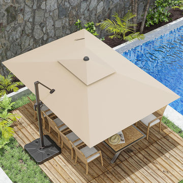 10x13FT Cantilever Outdoor Patio Umbrellas, Double Top Large Rectangle Umbrella