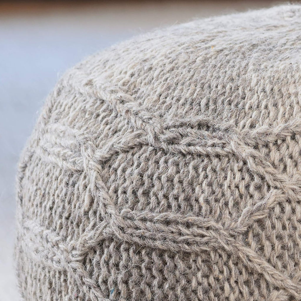 Malibu Fabric Pouf, Grey