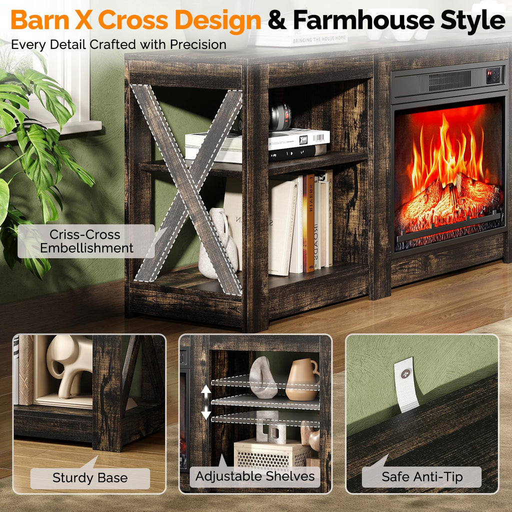 70" for up to 80 inch TVs, Dark Rustic Oak