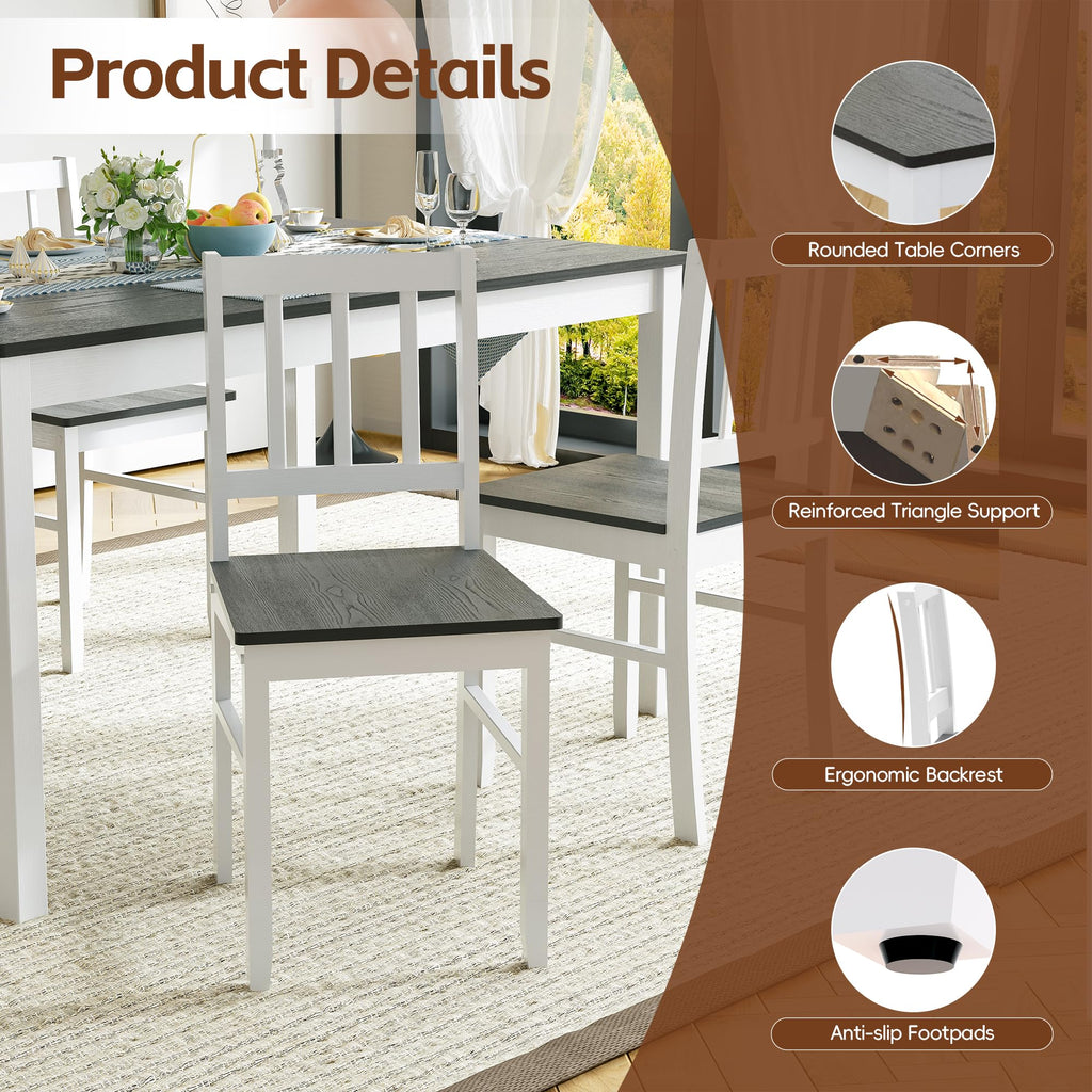 MU 5 Piece Dining Table Set for 4, Rectangular Wood Kitchen Table Chairs Set with Rubber Wood Legs, Space-Saving