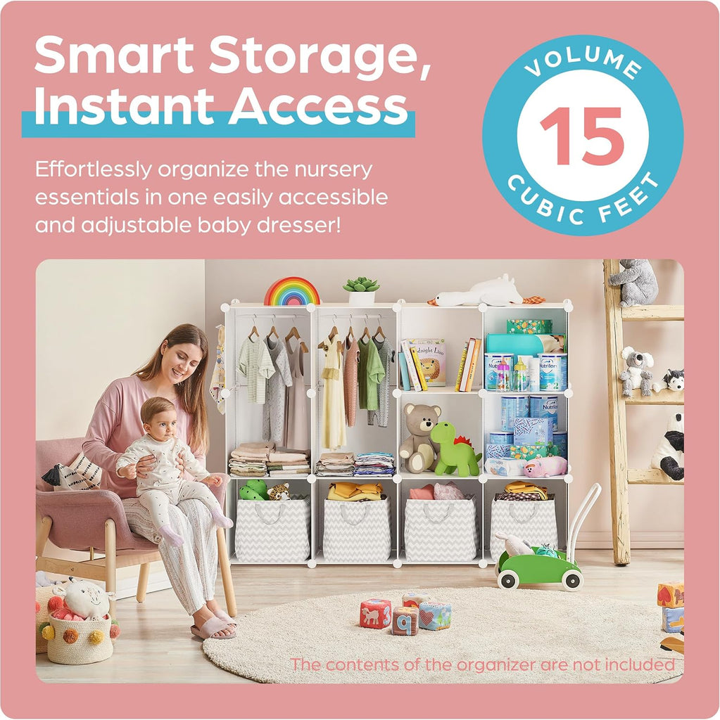 Baby Closet Organizer : Durable Baby Wardrobe for Closet - Customizable Baby Dresser Amoire Shelves - Waterproof