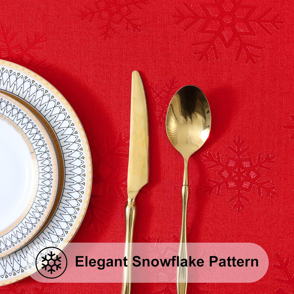 Rectangle Tablecloth 52x70 Inch, Waterproof Damask Table Cloth, Snowflake Patterns Fabric Table Cove