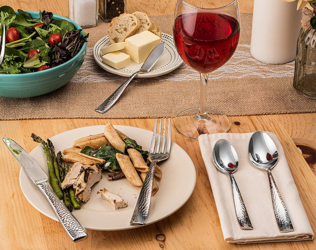 40-Piece Hammered Stainless Steel 18/10 Flatware Silverware Set, Service for 8 (40-Piece Set)