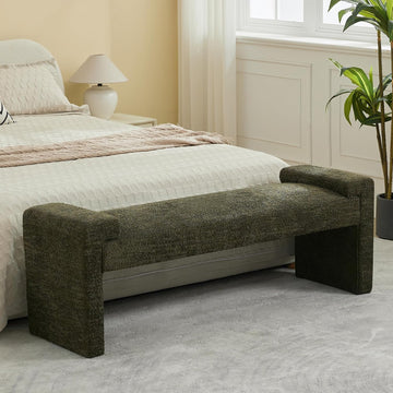 58.7" End of Bed Bench Upholstered Modern Bedroom Bench , Easy Assembly, Footrest Ottoman Accent Window Bench with