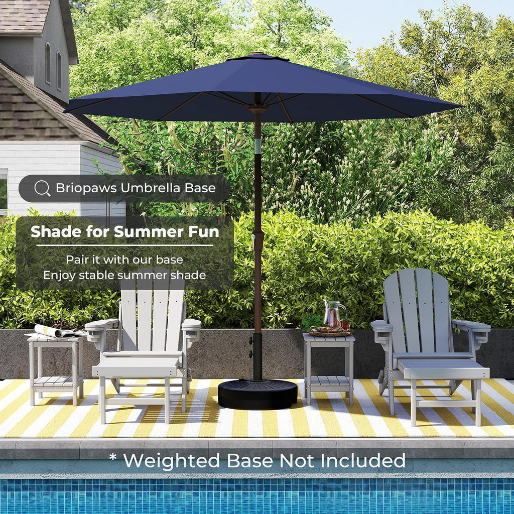 9FT-Patio-Umbrella w/Push Button Tilt & Crank | Navy Blue | Outdoor Table Umbrellas w/ 8 Fiberglass Ribs | Large Market