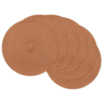 13" Round Braided Fall Placemats Set of 6, Terracotta Place Mats