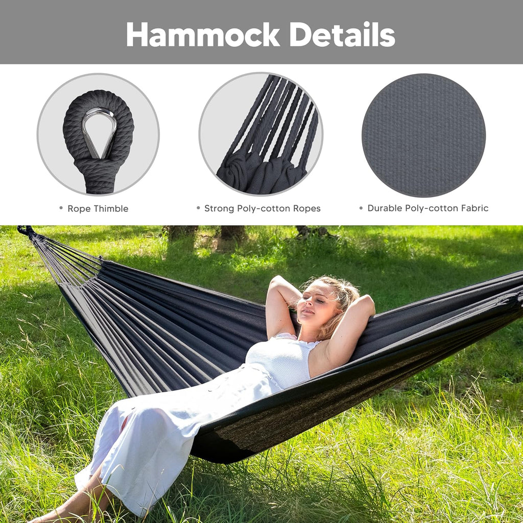 Hammocks Standing Patio Hammock, Portable Hammock with Stand Foldable, Dark Gray