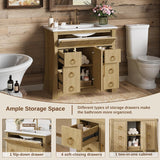 36" Freestanding Bathroom Vanity with Sink - Vanity Cabinet with 4 Drawers & Flip-Down Storage