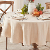 Taupe Tremont Leaf Damask Round Fabric Spring Lodge Tablecloth, 70 Inch, Elegant Holiday Swirling Le
