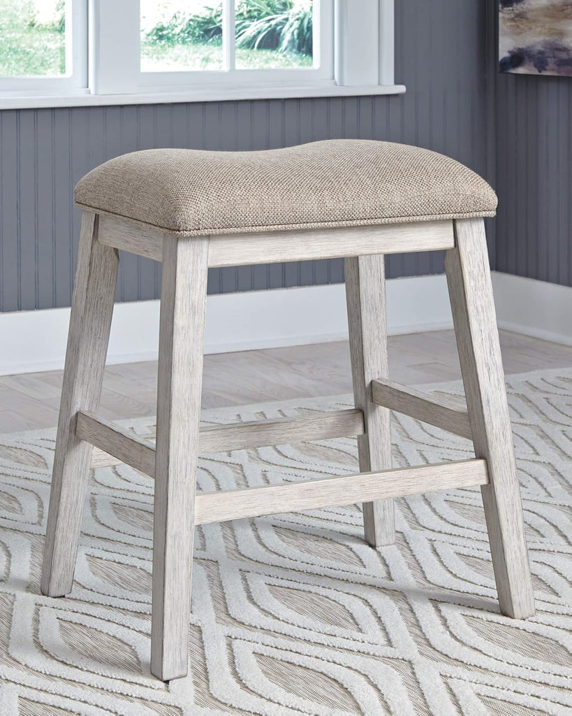 Skempton Modern 24" Counter Height Upholstered Barstool, 2 Count, Grayish White