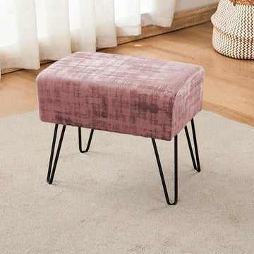 Withered Rose Fuzzy Velvet Ottoman 19" x 13" x 17" H