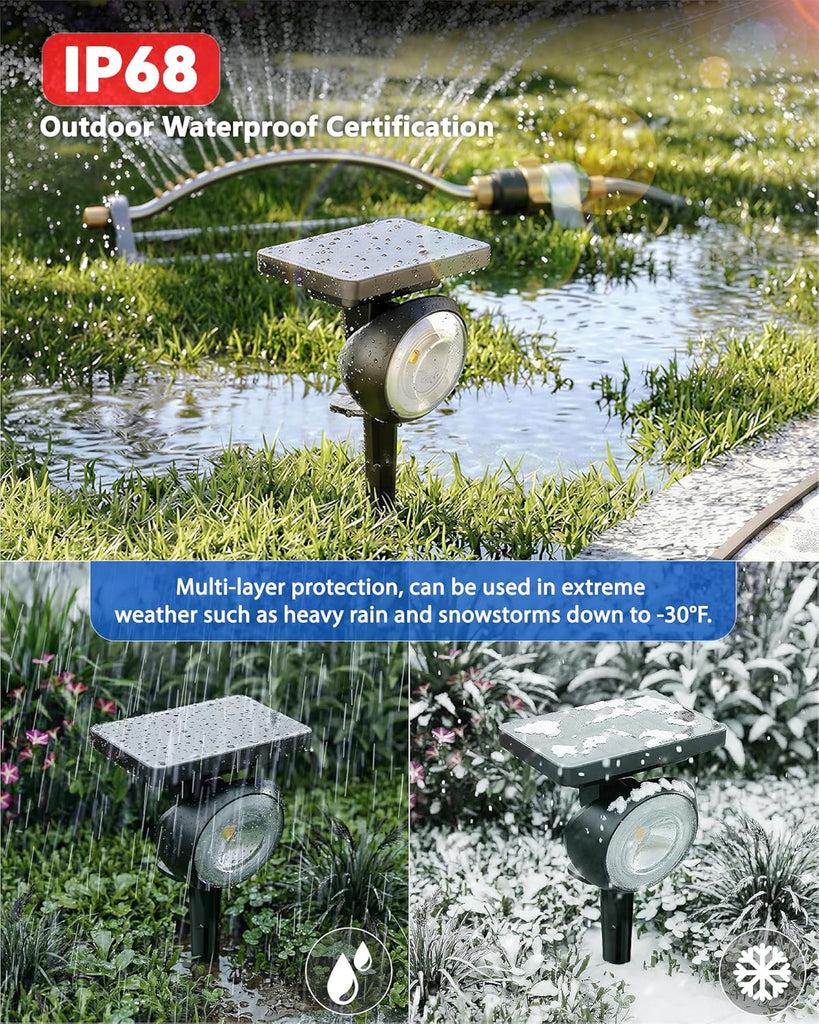 Focusing Solar Spot Lights Outdoor Waterproof, RGB+3CCT Tree Uplights 4Pack | Multicolor Focused Lens Spotlight