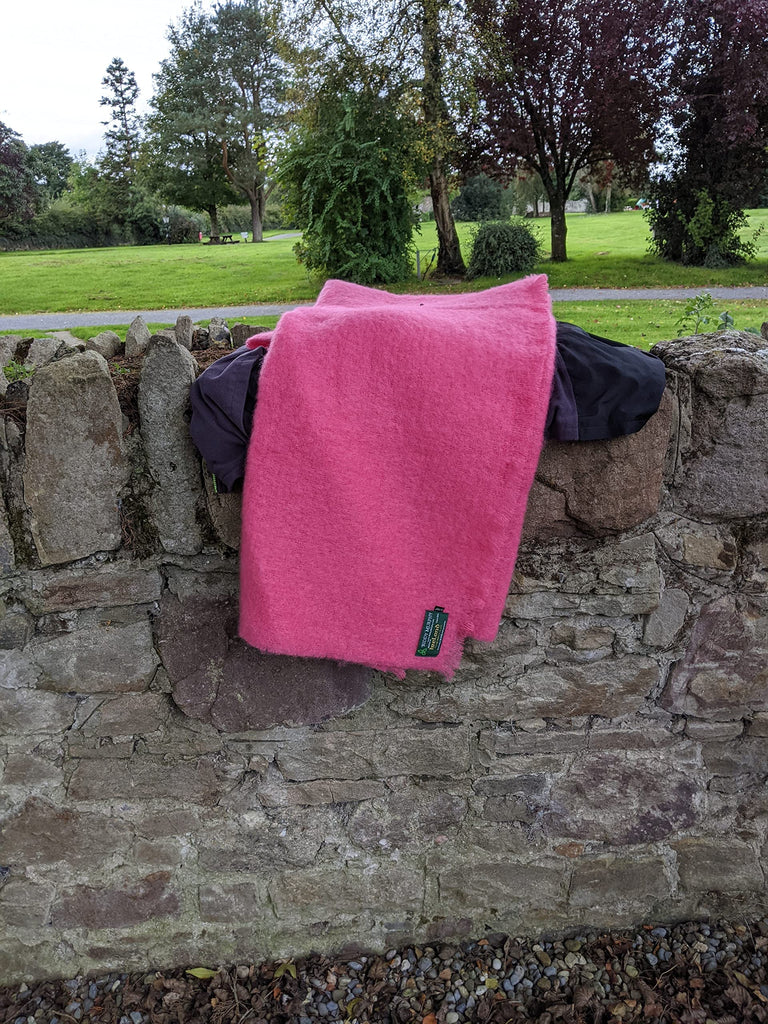 Irish Mohair & Wool Throw Blanket, 54x72in, Solid Pink
