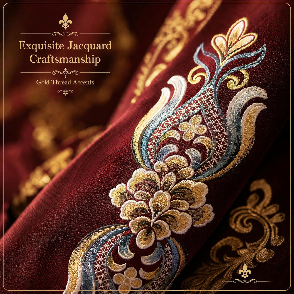 Regal Regalia Jacquard Blackout Curtains,Set of 2 Panels,W60"*L86,80% Light Blocking Window Drapes with Gold Floral
