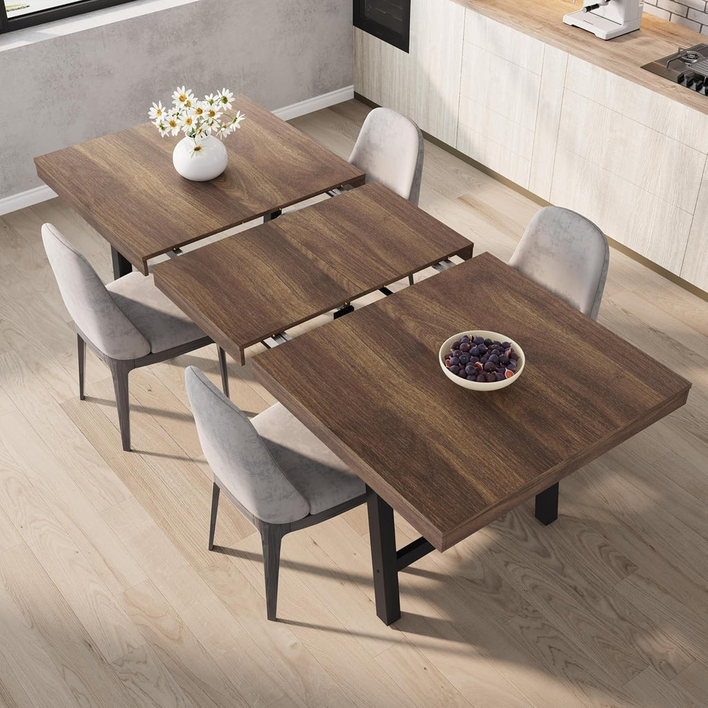 63-83" Extendable Dining Table, Industrial Rectangular Dining Room Table for 6-8 People, Expandable Kitchen Table