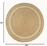 6' ft Round Jute Cotton Area Rug - Natural Fiber Handmade Boho Charm Farmhouse Jute Area Rug Soft Br