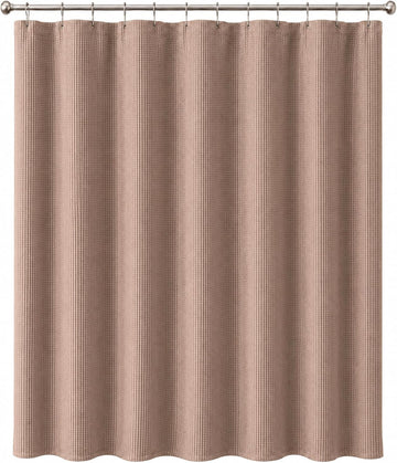 Hotel Style Waffle Weave Shower Curtain, Textured Fabric Shower Curtain, Water Resistant Polyester with Stitched Hook
