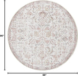 Kalen Round Rug 8ft Area Rug Washable Vintage Indoor Retro Accent Floor Cover Distressed Floral 8' R