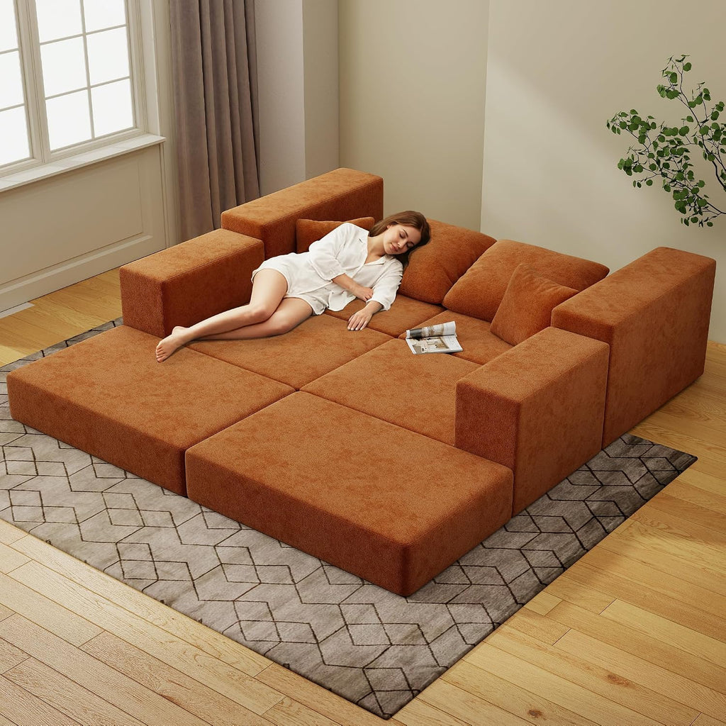 Cloud Modular Sectional Sofa, Comfy Boneless Couch , Modern L-Shaped Couch with Reversible Chaise, Customizable