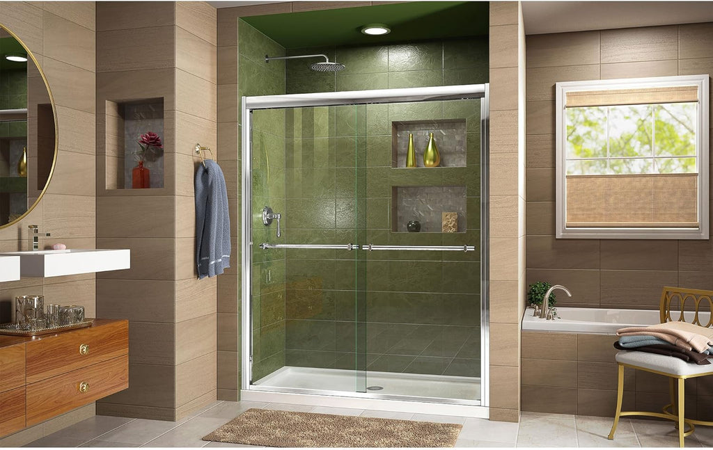 Duet 44-48 in. W x 72 in. H Semi-Frameless Bypass Sliding Shower Door in Chrome, SHDR-1248728-01