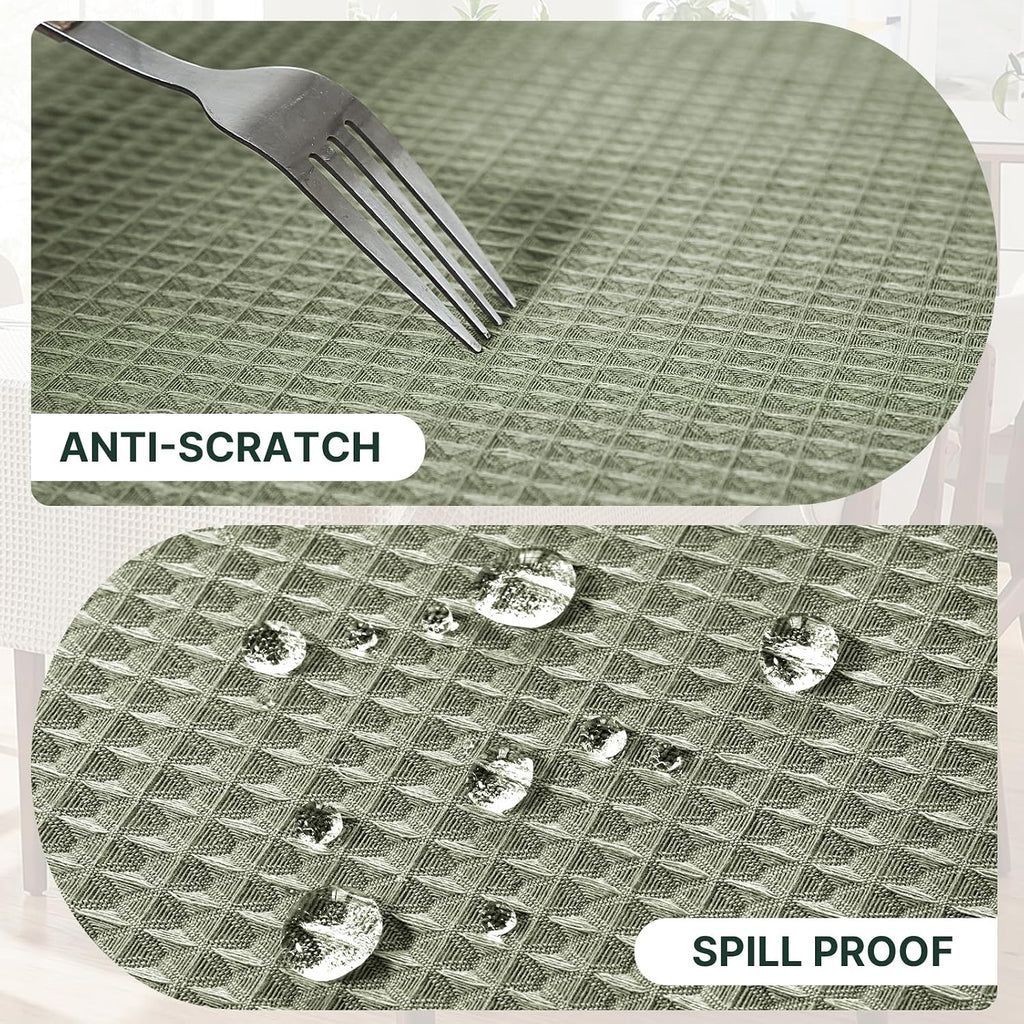 Rectangle Tablecloth Waffle Textured Waterproof Table Cloth Stain Resistant Wrinkle Free Washable Decorative Table