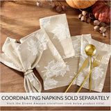 Home Fashions Falling Leaves Jacquard Harvest/Thanksgiving Cotton Tablecloth, 70" Round, Taupe