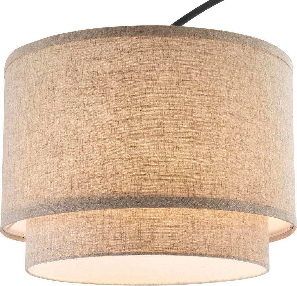 Modern Arcing Floor Lamp - Tall Stand Up Arching Drum Shade - Large Contemporary Floor Lamps and Bedrooms