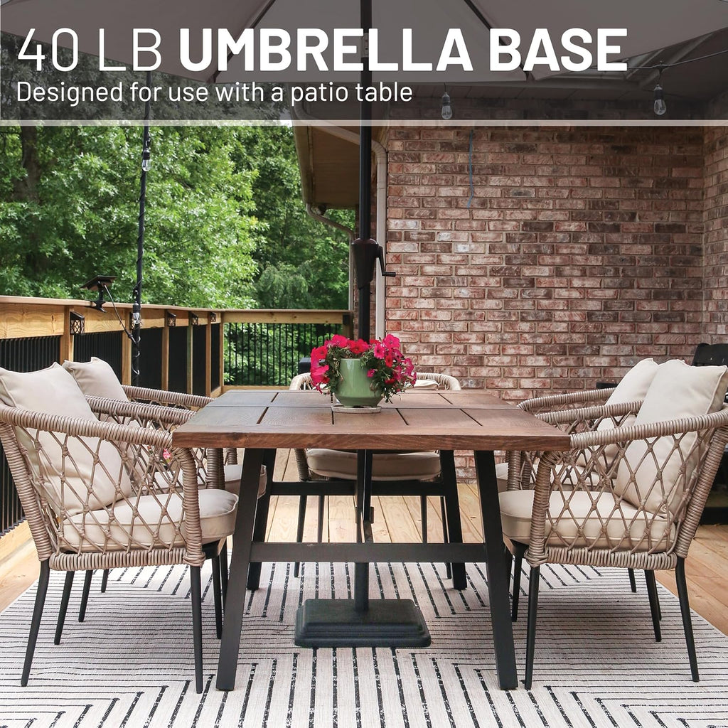 40 Pound Umbrella Base - Weighted Umbrella Base For Use With Patio Table - Heavy Duty Base for Umbrella - Black