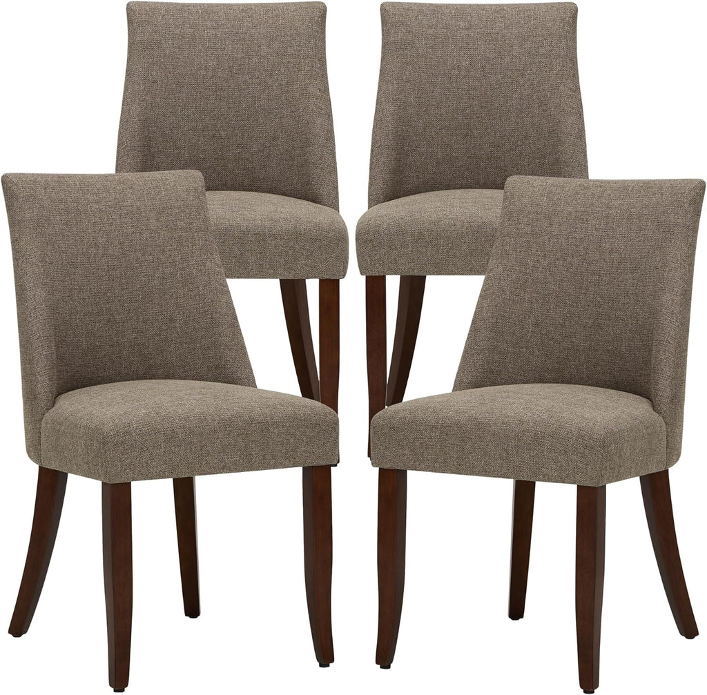 Wooden Dining Chairs Set of 4, Upholstered Farmhouse Fabric Dining Room Chair, Mid Century Kitchen Chair for