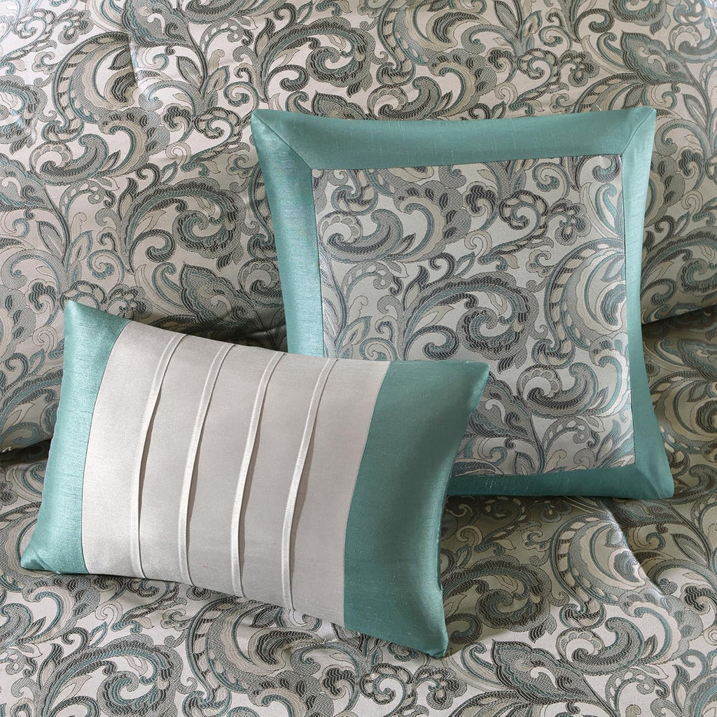 24 Piece Faux Silk Paisley Comforter Set with Matching Curtains, Down Alternative Hypoallergenic
