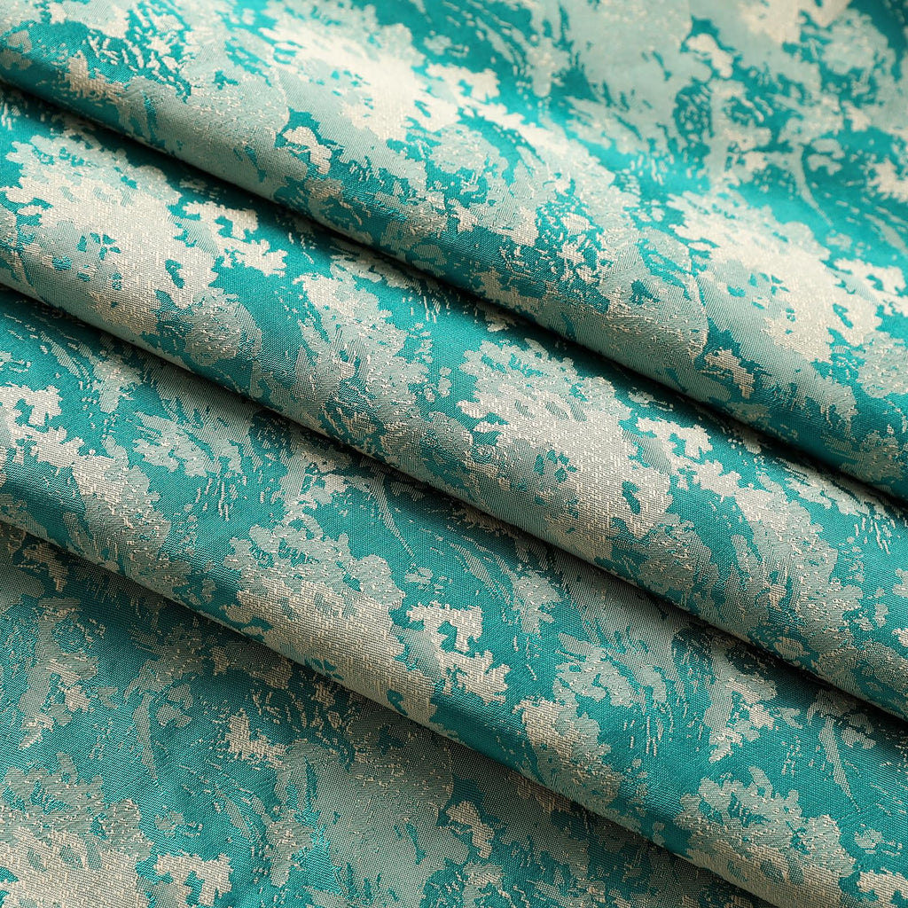 Victorian Damask Jacquard Waterfall Valance, 59 x 43, Teal Blue