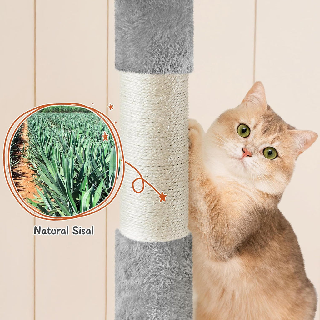 76.5in Multi-Level Large Cat Tree, Big Cat Tower with 3 Condos, Cozy Plush Perches